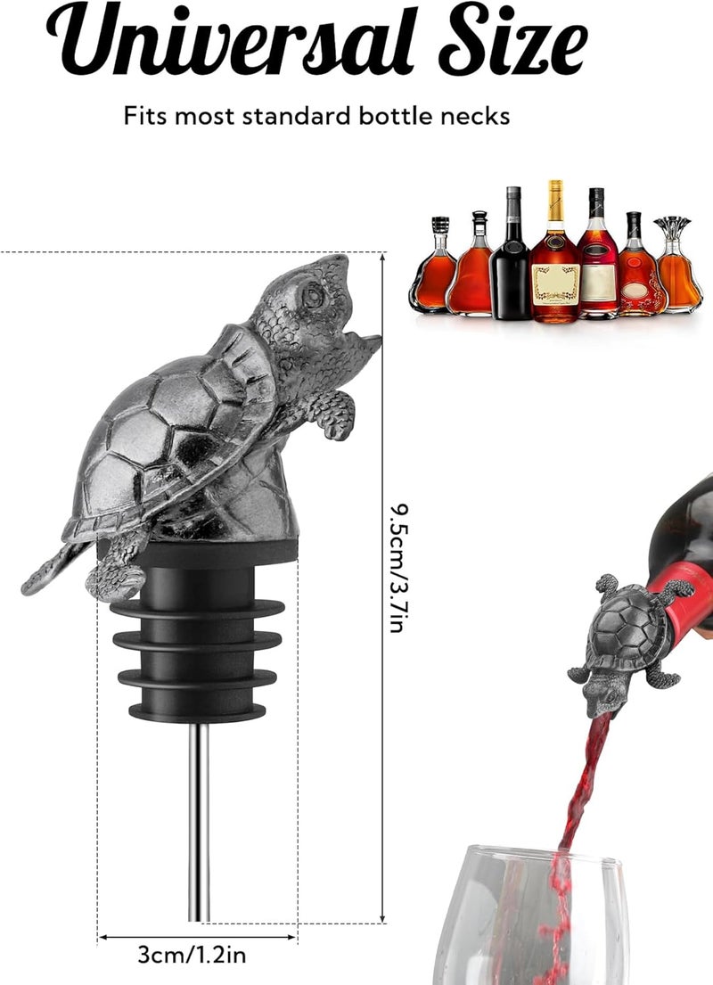 sodknow Sea Turtle Wine Pourer Bottle Stopper, Metal Animal Wine Aerator Spout with Leak-Proof Rubber, Universal Fit for Wine & Liquor Bottles, Drip-Free Turtle Wine Topper Bar Accessory Gifts for Wine Lovers - Image 2
